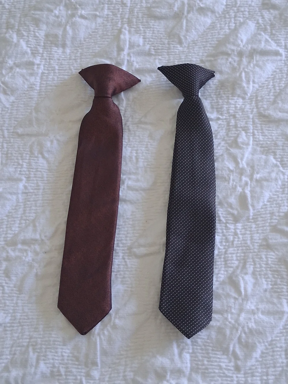 Kid's Clip-On Burgundy and Black Dress Tie Set — Classic Formal Neckties Preppy